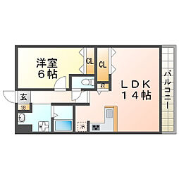 フォレステージュ武庫之荘 1LDKの間取図画像