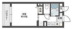 コムズハウス千里中央 1Kの間取図画像