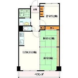 パルハセトン十三 3LDKの間取図画像