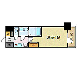 エスリード神戸レジデンス 1Kの間取図画像