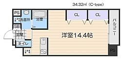 GRACE元今里 ワンルームの間取図画像