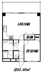 ジオナ塚本 1LDKの間取図画像