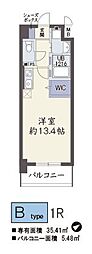 メゾンドボヌール ワンルームの間取図画像