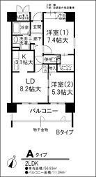 プロミネント・コート 2LDKの間取図画像