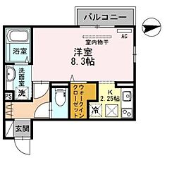 プラージュ武庫川 ワンルームの間取図画像