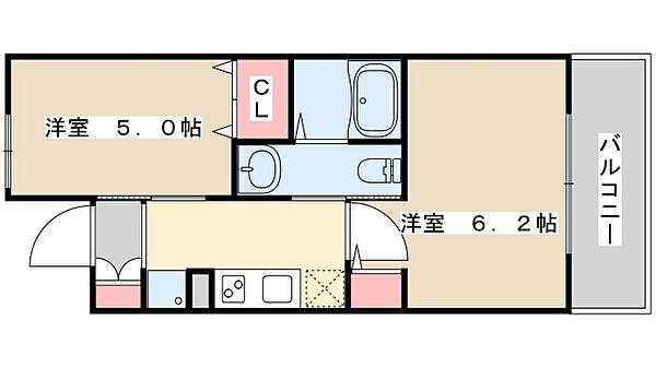 エステムプラザ神戸西5ミラージュ ｜兵庫県神戸市兵庫区西宮内町(賃貸マンション2K・6階・30.58㎡)の写真 その2