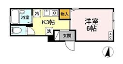 東急田園都市線 駒沢大学駅 徒歩10分の賃貸アパート 1階1Kの間取り