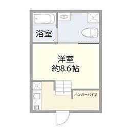 小田急小田原線 代々木上原駅 徒歩9分の賃貸アパート 1階ワンルームの間取り