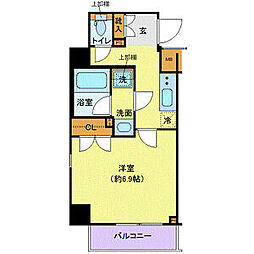 東急田園都市線 用賀駅 徒歩6分の賃貸マンション 4階1Kの間取り