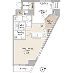 京王線 八幡山駅 徒歩10分の賃貸マンション 2階1LDKの間取り