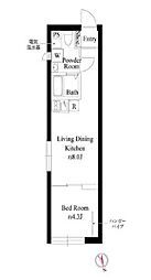 京急本線 京急蒲田駅 徒歩5分の賃貸マンション 4階1LDKの間取り