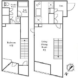 東急田園都市線 三軒茶屋駅 徒歩15分の賃貸マンション 2階1LDKの間取り