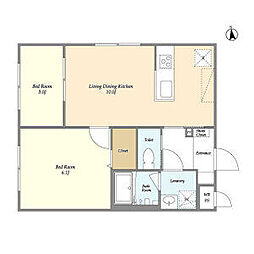 京王線 上北沢駅 徒歩6分の賃貸マンション 4階2LDKの間取り
