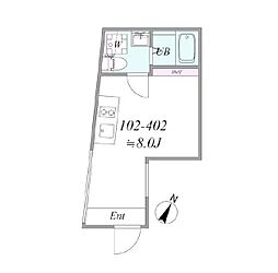 京王線 代田橋駅 徒歩6分の賃貸マンション 1階ワンルームの間取り