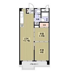 東急田園都市線 駒沢大学駅 徒歩32分の賃貸マンション 1階2LDKの間取り