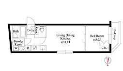 グランパセオ代々木上原II 1階1LDKの間取り