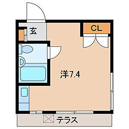 京王井の頭線 下北沢駅 徒歩8分の賃貸アパート 1階ワンルームの間取り