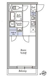 東急大井町線 九品仏駅 徒歩6分の賃貸マンション 2階1Kの間取り