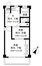 東急池上線 池上駅 徒歩7分の賃貸マンション 1階2Kの間取り