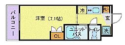 小田急小田原線 代々木上原駅 徒歩3分の賃貸マンション 1階ワンルームの間取り