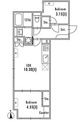 大田区大森北2丁目マンション 2LDKの間取図画像