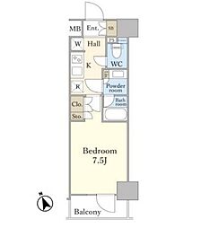 デュオステージ蒲田 1Kの間取図画像