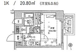 ハーモニーレジデンス大森ウエスト 1Kの間取図画像