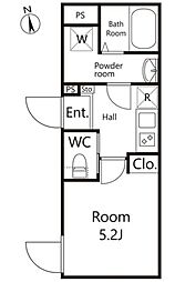 東急多摩川線 蒲田駅 徒歩11分の賃貸マンション 1階1Kの間取り