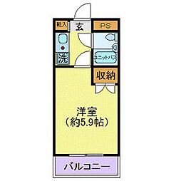東急池上線 池上駅 徒歩3分の賃貸マンション 5階1Kの間取り