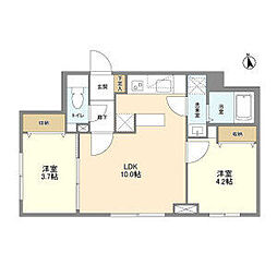 小田急小田原線 祖師ヶ谷大蔵駅 徒歩7分の賃貸マンション 4階2LDKの間取り