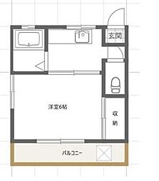 小田急小田原線 千歳船橋駅 徒歩2分の賃貸アパート 2階1Kの間取り