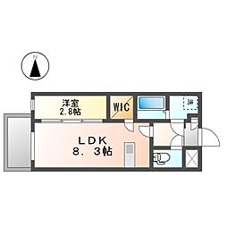 名古屋市営東山線 中村日赤駅 徒歩8分の賃貸マンション 1階1LDKの間取り