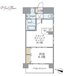 ラキャリラット日本橋 1LDKの間取図画像