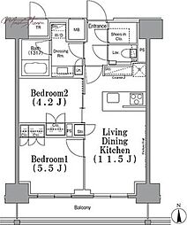 PARKHABIO飯田橋 2LDKの間取図画像