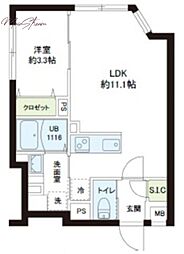レピュア小石川レジデンス 1LDKの間取図画像