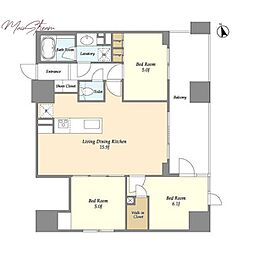 KDXレジデンス八丁堀 3LDKの間取図画像