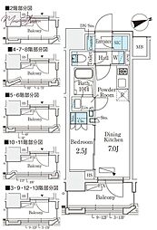 リビオメゾン御茶ノ水EAST 1DKの間取図画像