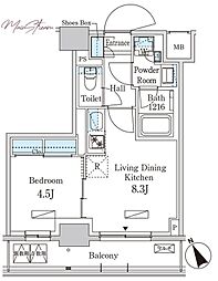 パークアクシス日本橋茅場町ステーションゲート 1LDKの間取図画像
