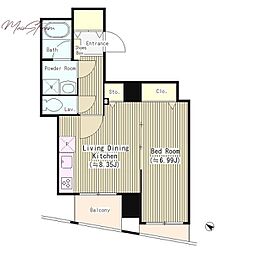 アクアアンビシャス八丁堀 1LDKの間取図画像