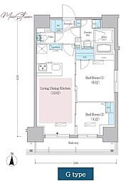 アーバネックス蔵前レジデンス 2LDKの間取図画像