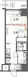 ジェノヴィア東神田グリーンヴェール 1DKの間取図画像