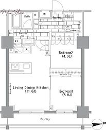 ザ・パークハビオ上野レジデンス 2LDKの間取図画像