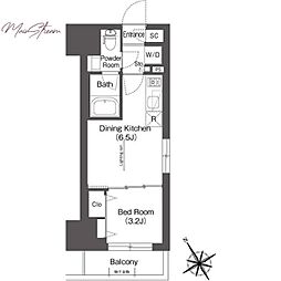 BluRock後楽園 1DKの間取図画像