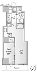 レジディア神田淡路町 1LDKの間取図画像