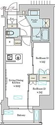 Brilliaist上野稲荷町 2LDKの間取図画像