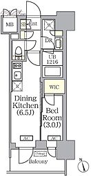 PRIMEGARDEN銀座八丁堀 1DKの間取図画像