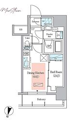 アーバネックス千代田淡路町 1DKの間取図画像
