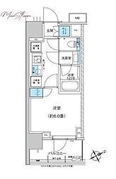 ザ・パークハウス浅草橋タワーレジデンス 1Kの間取図画像