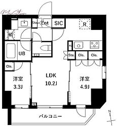 ES-Grande御徒町 2LDKの間取図画像