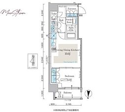 パークアクシス日本橋本町 1LDKの間取図画像